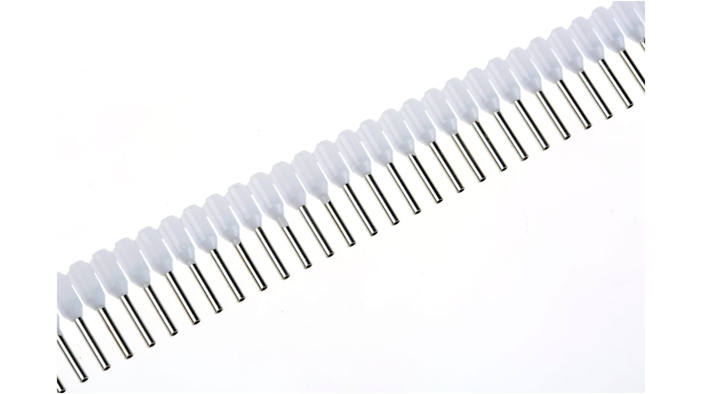 Weidmüller Aderendhülsen bis 0.5mm², Stift ø 1mm, Weiß, PP, 8mm, 14mm, Isoliert, 20AWG max.