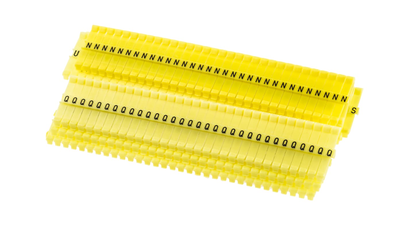 JLP PLIO®-CLIP Clip On Cable Markers, Yellow, Pre-printed "., /, N → Z, Plain", 3.6 → 6mm Cable
