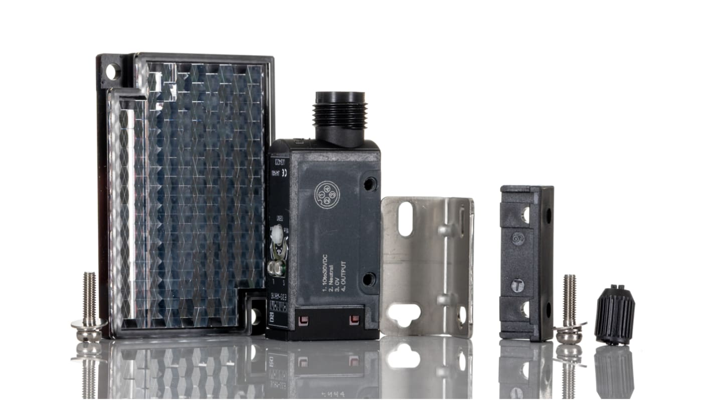 Omron E3S Kubisch Optischer Sensor, Reflektierend, Bereich 100 mm → 2 m, NPN Ausgang, M12 Steckverbinder