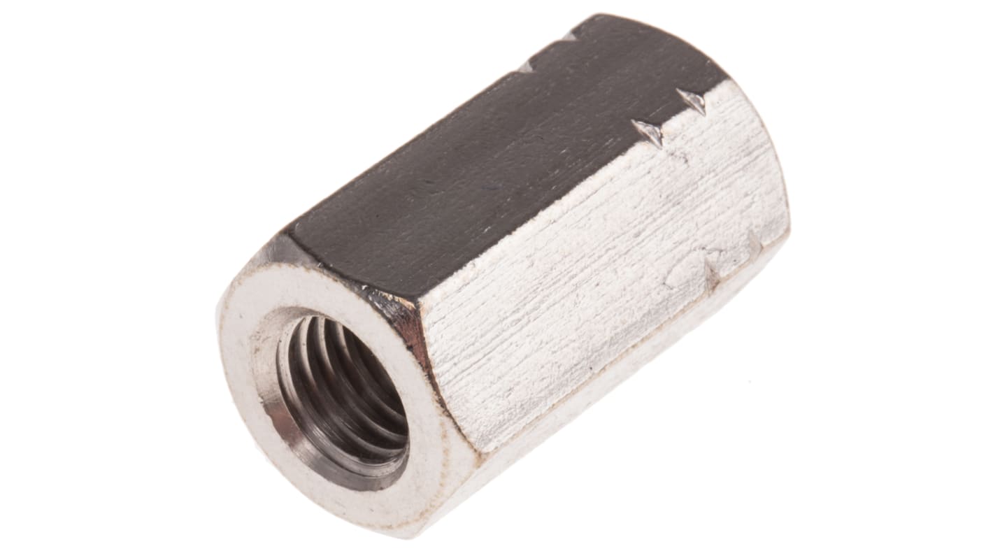 30mm Plain Stainless Steel Coupling Nut, M10, A4 316 RS