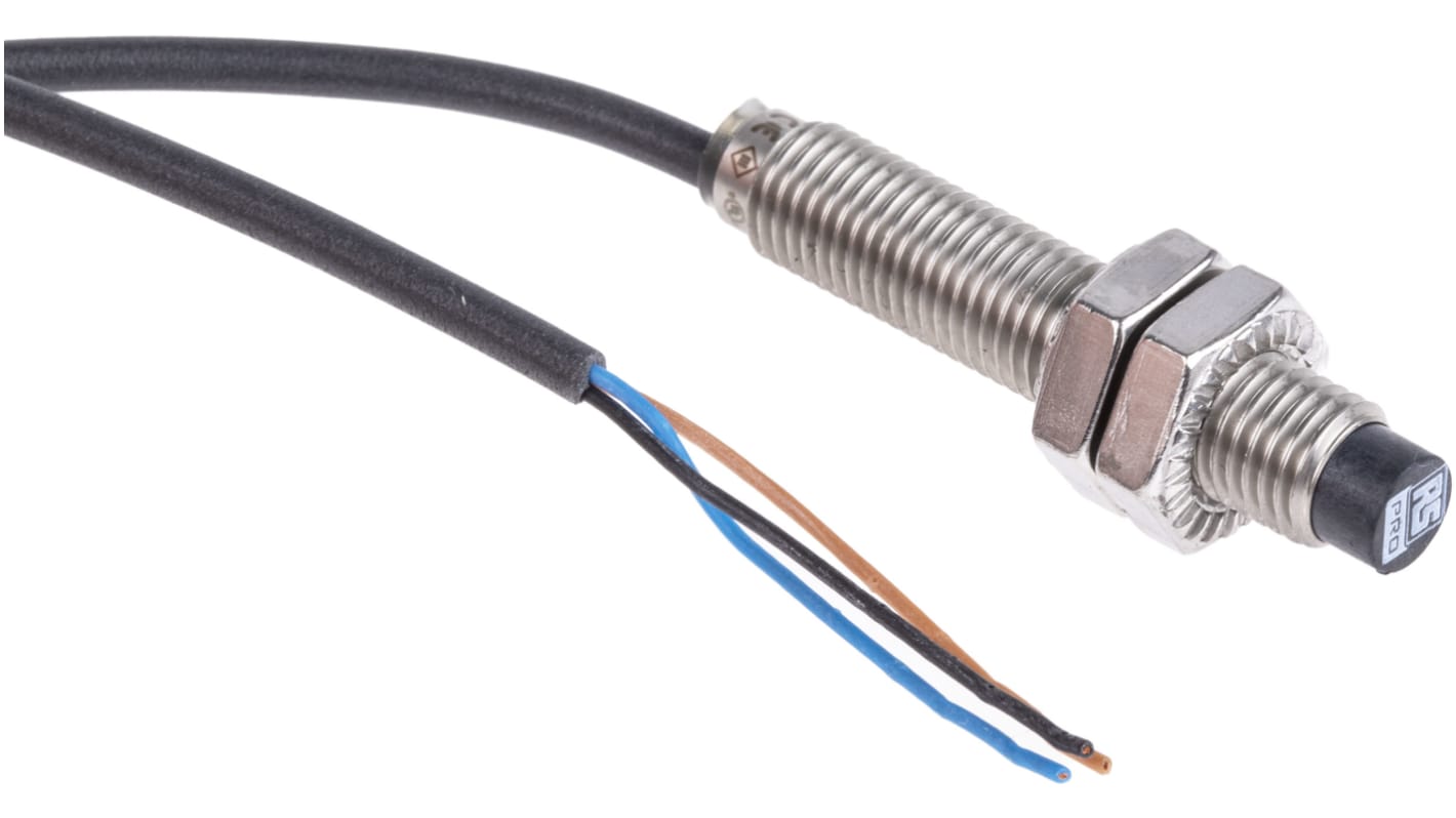 RS PRO Inductive Barrel-Style Proximity Sensor, M8 x 1, 4 mm Detection, PNP Output, 10 → 30 V dc, IP68