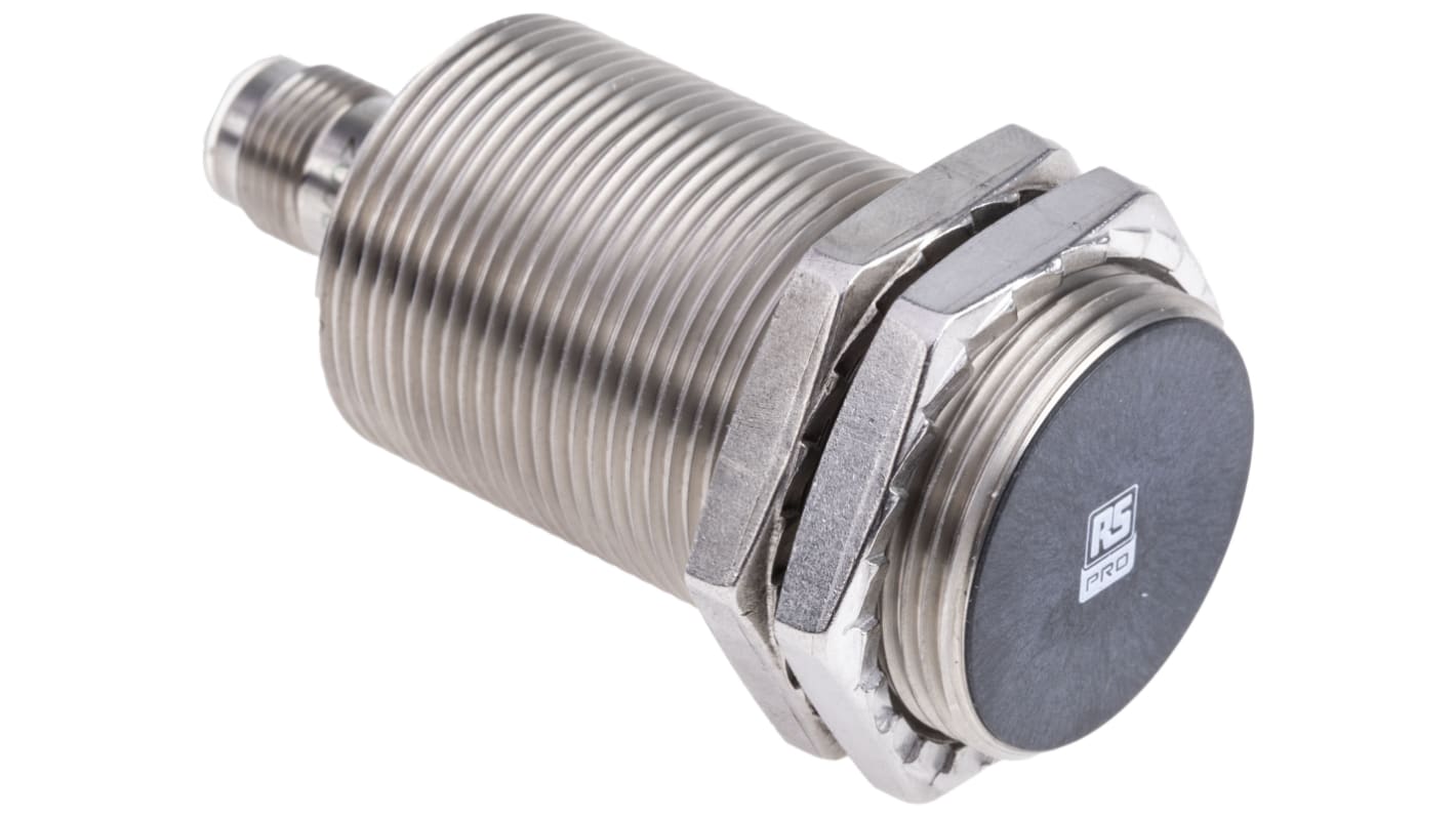 RS PRO Inductive Barrel-Style Proximity Sensor, M30 x 1.5, 15 mm Detection, PNP Output, 10 → 30 V dc, IP68