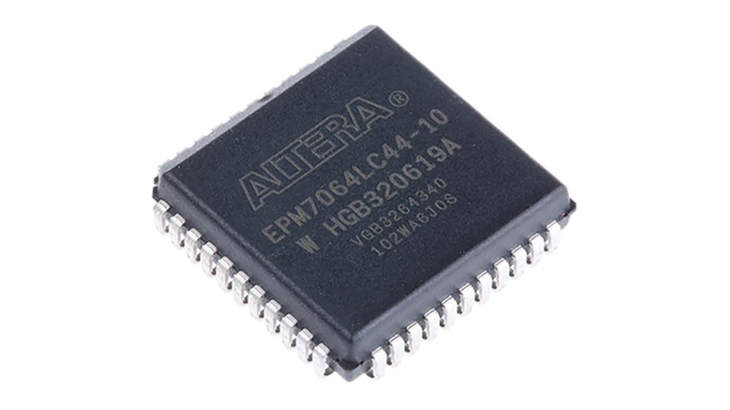 CPLD Altera EPM7064LC44-10 MAX 7000 EEPROM, 64 celle, 36 I/O, 4 LEs, , In System, PLCC 44 Pin