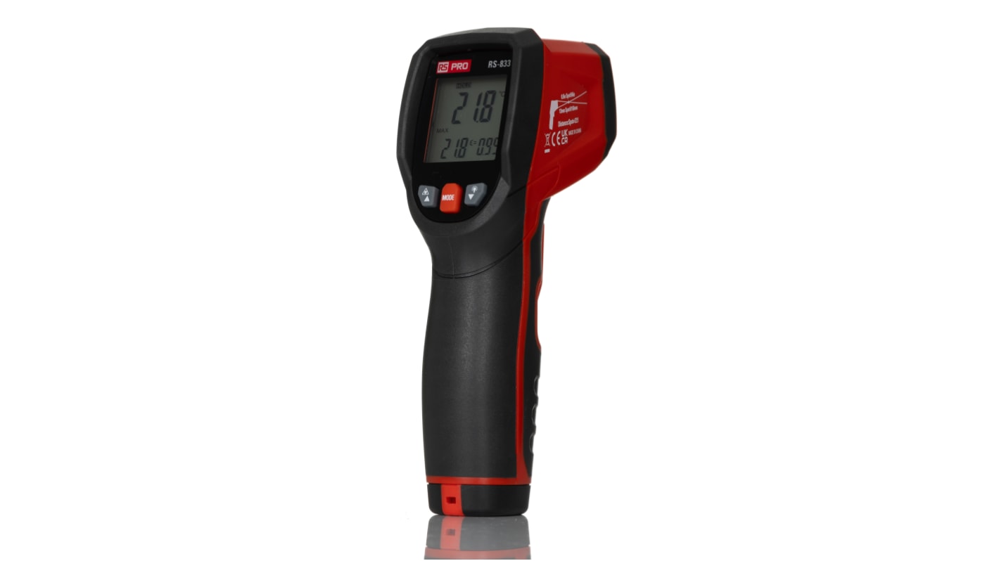 RS PRO RS-833 Infrared Thermometer, -50°C Min, ±1 °C Accuracy, °C and °F Measurements