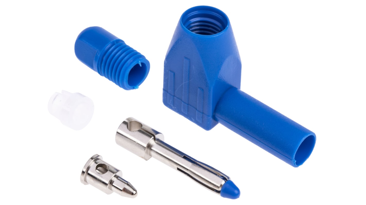 RS PRO Blue Male Banana Plug, 4 mm Connector, Solder Termination, 20A