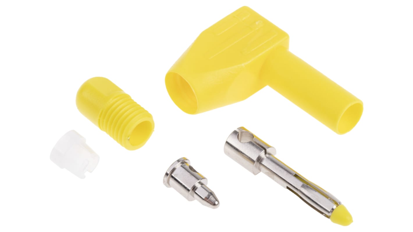 Conector banana Macho, 20A, 1000V, Amarillo