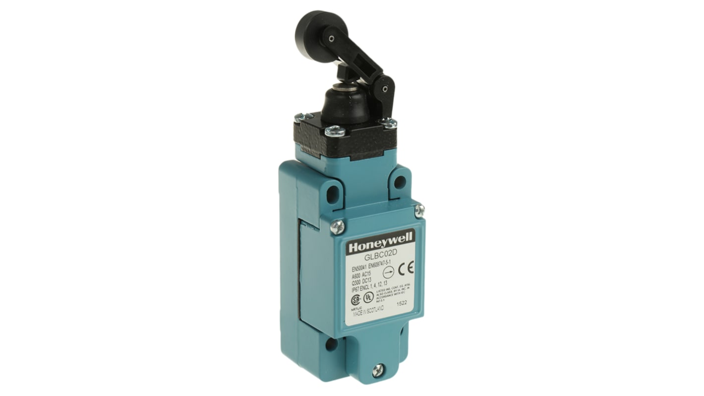 Honeywell GLB Series Roller Lever Limit Switch, NO/NC, IP67, SPDT, Die Cast Zinc Housing, 600V ac Max, 10A Max