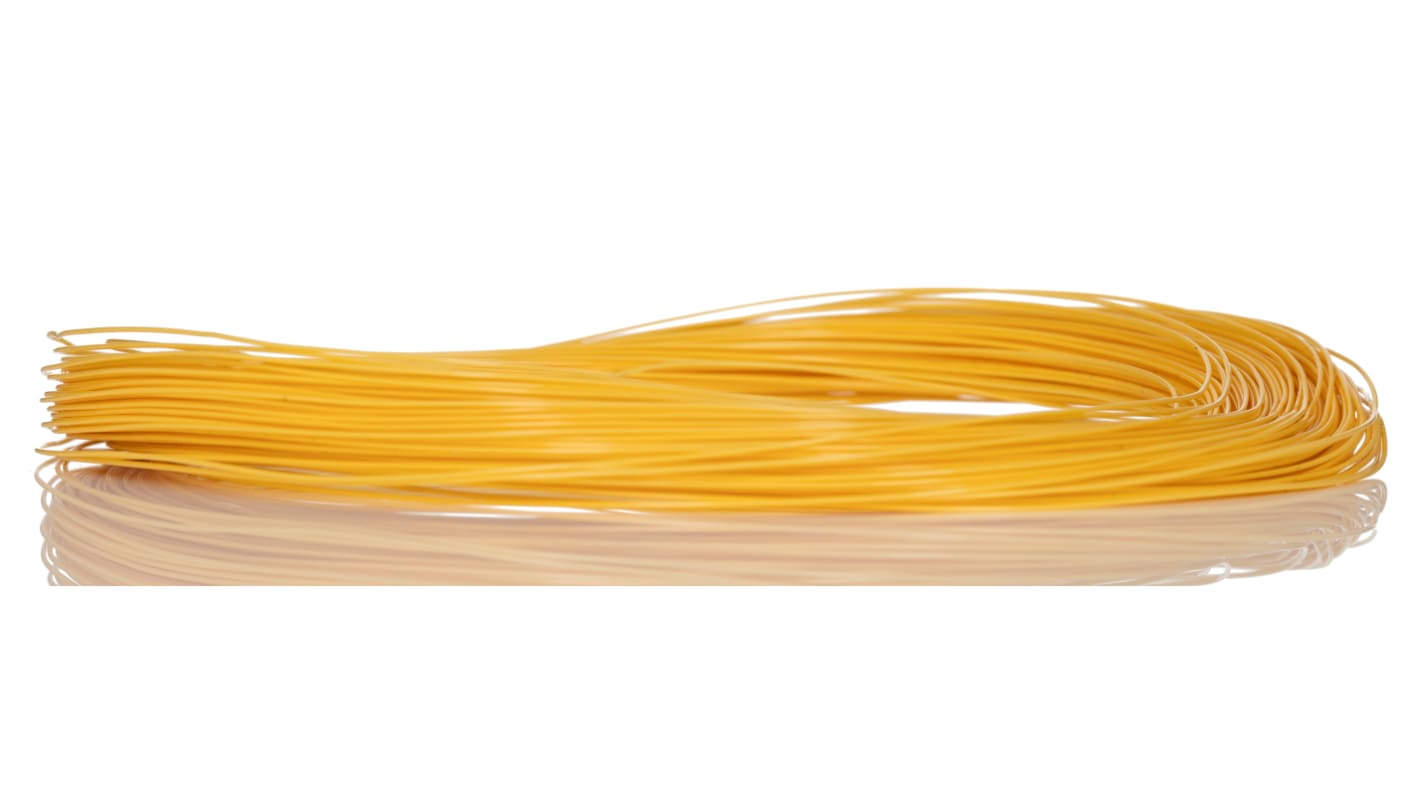 Cable de conexión RS PRO, área transversal 0,05 mm² Filamentos del Núcleo 1/0,25 mm Amarillo, 300 V, long. 50m, 30 AWG
