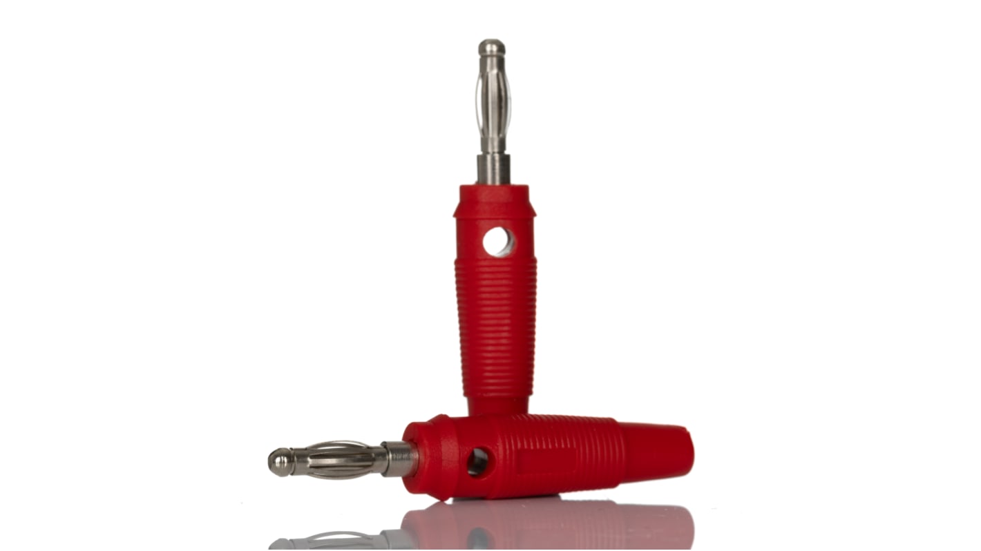 RS PRO 4 mm Bananenstecker Rot, Kontakt vernickelt, 30V / 24A, Schraubanschluss