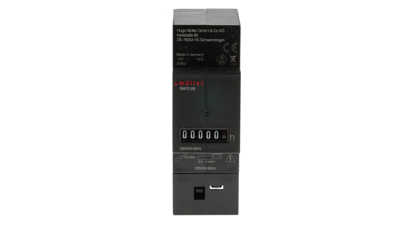 Muller BW70 Zähler 5-stellig, Stunden, 230 Vac, 0 → 99999