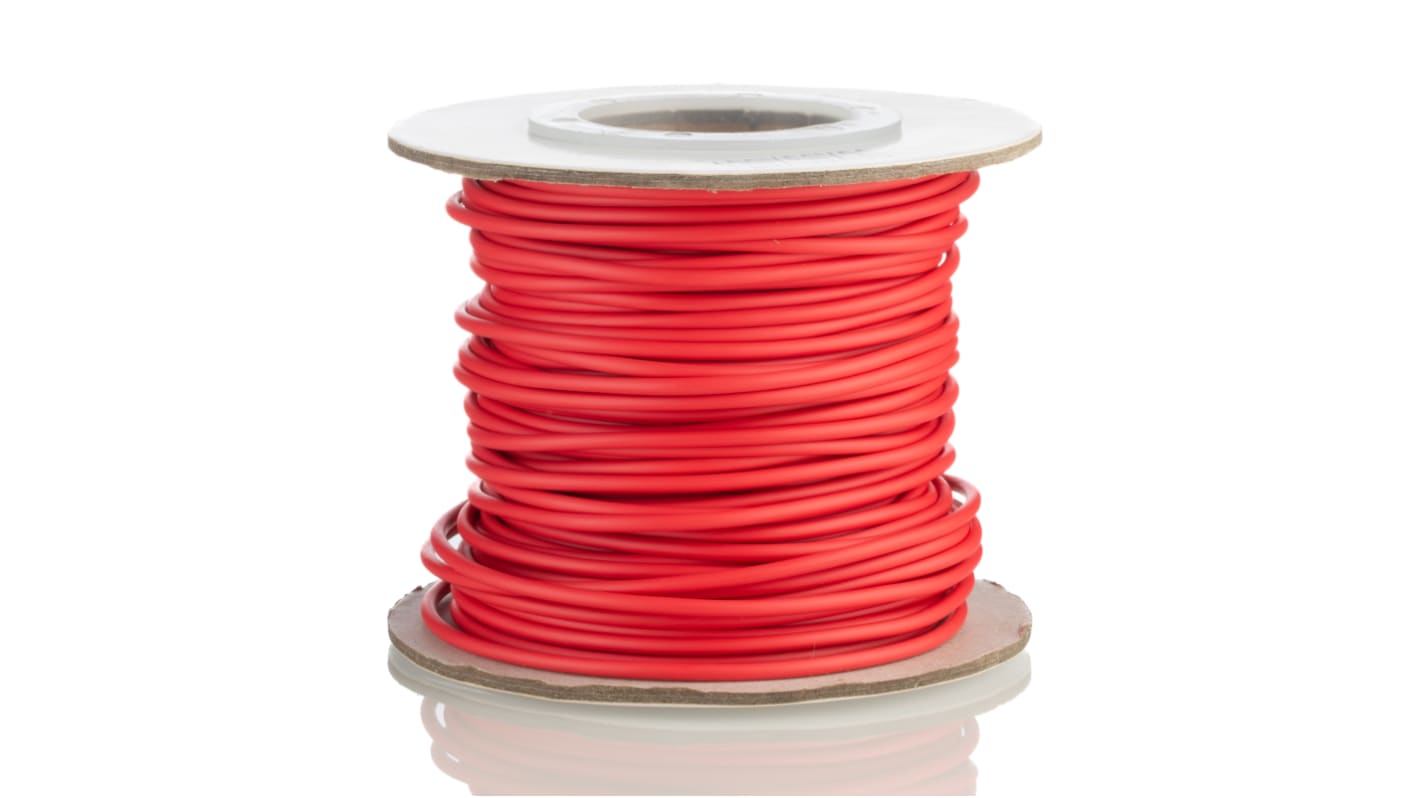 Cable de conexión RS PRO, área transversal 1,3 mm² Filamentos del Núcleo 1C Rojo, 600 V, long. 305m, 16 AWG