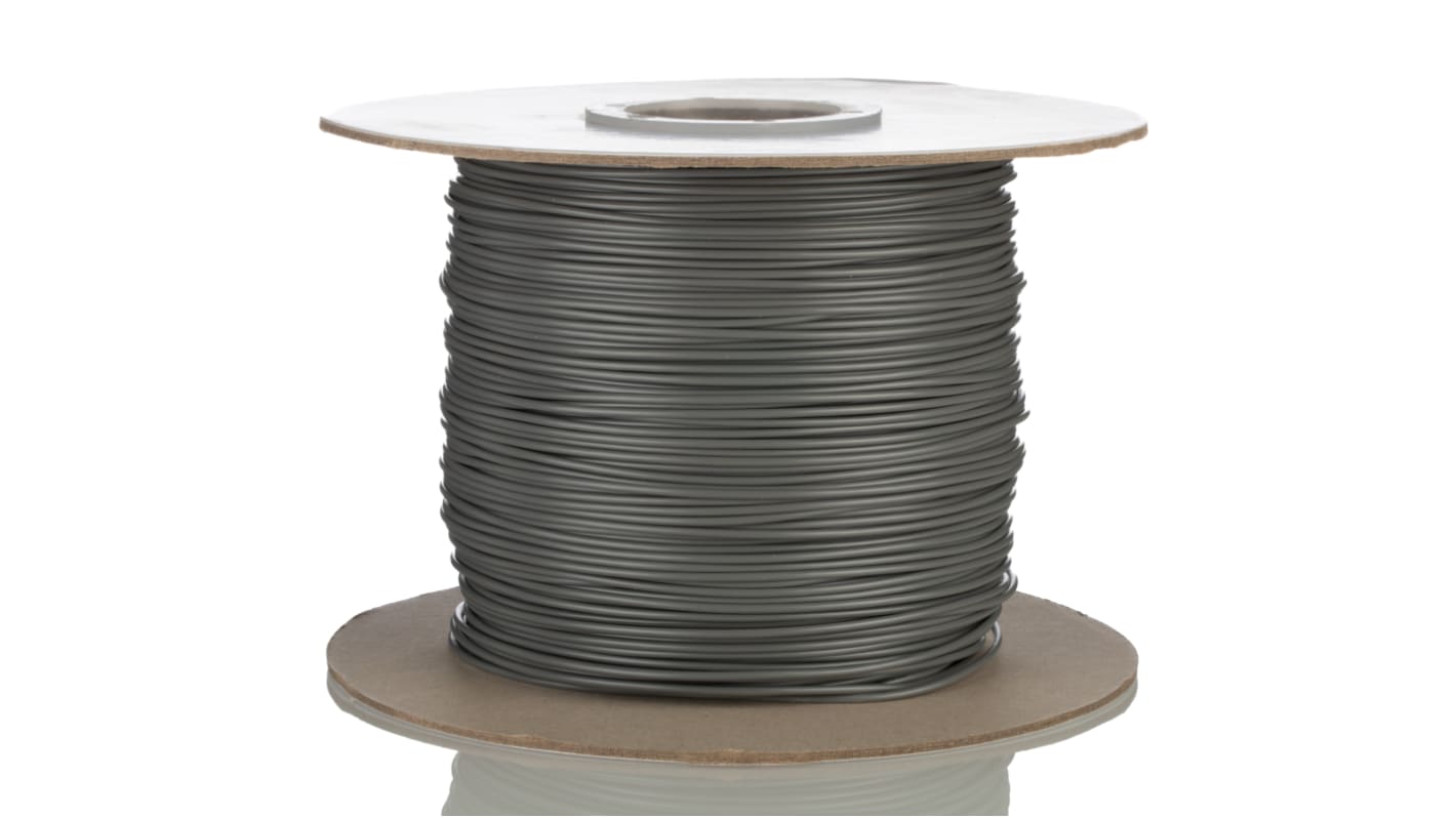 RS PRO Grey 0.81 mm² Hook Up Wire, 18 AWG, 1C, 305m, PVC Insulation