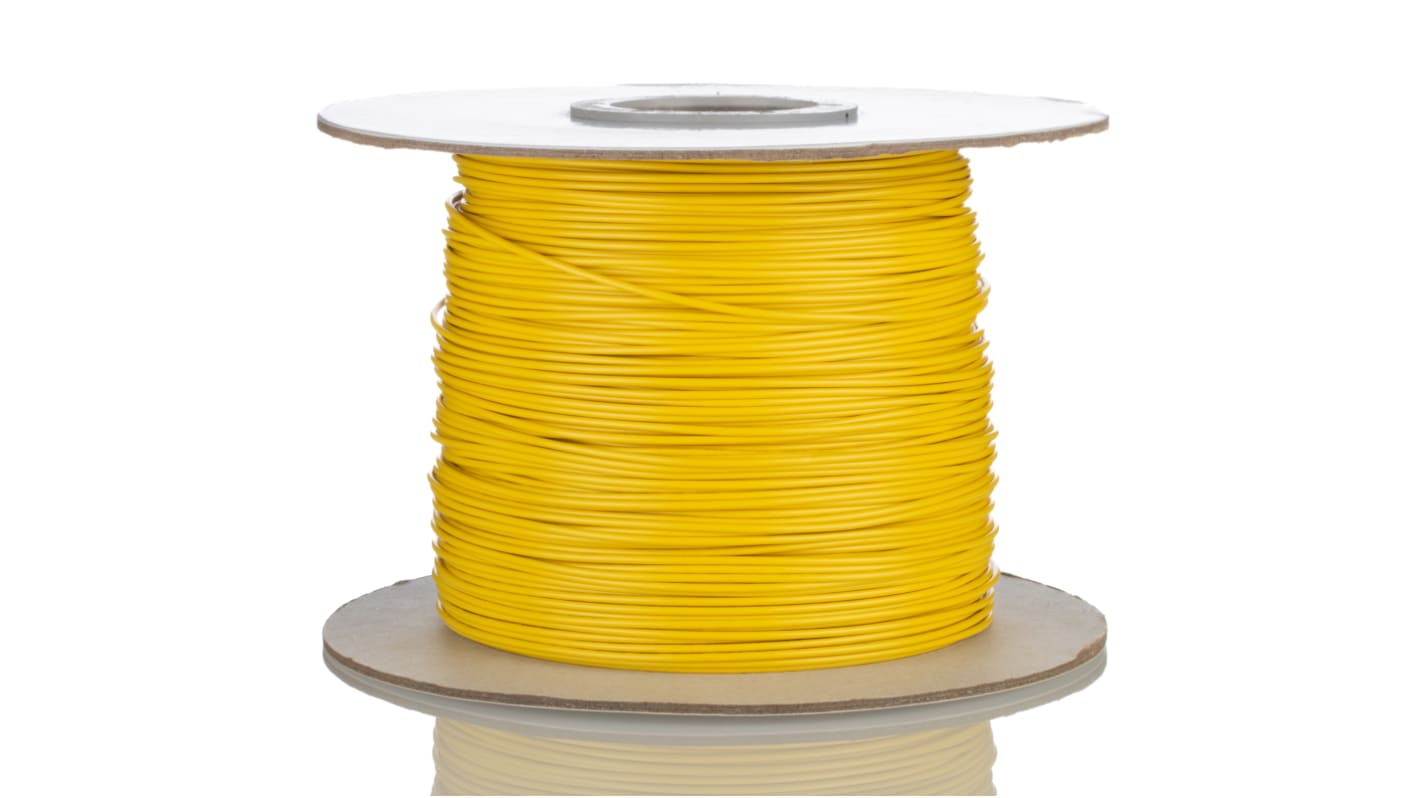 RS PRO Yellow 0.81 mm² Hook Up Wire, 18 AWG, 1C, 305m, PVC Insulation