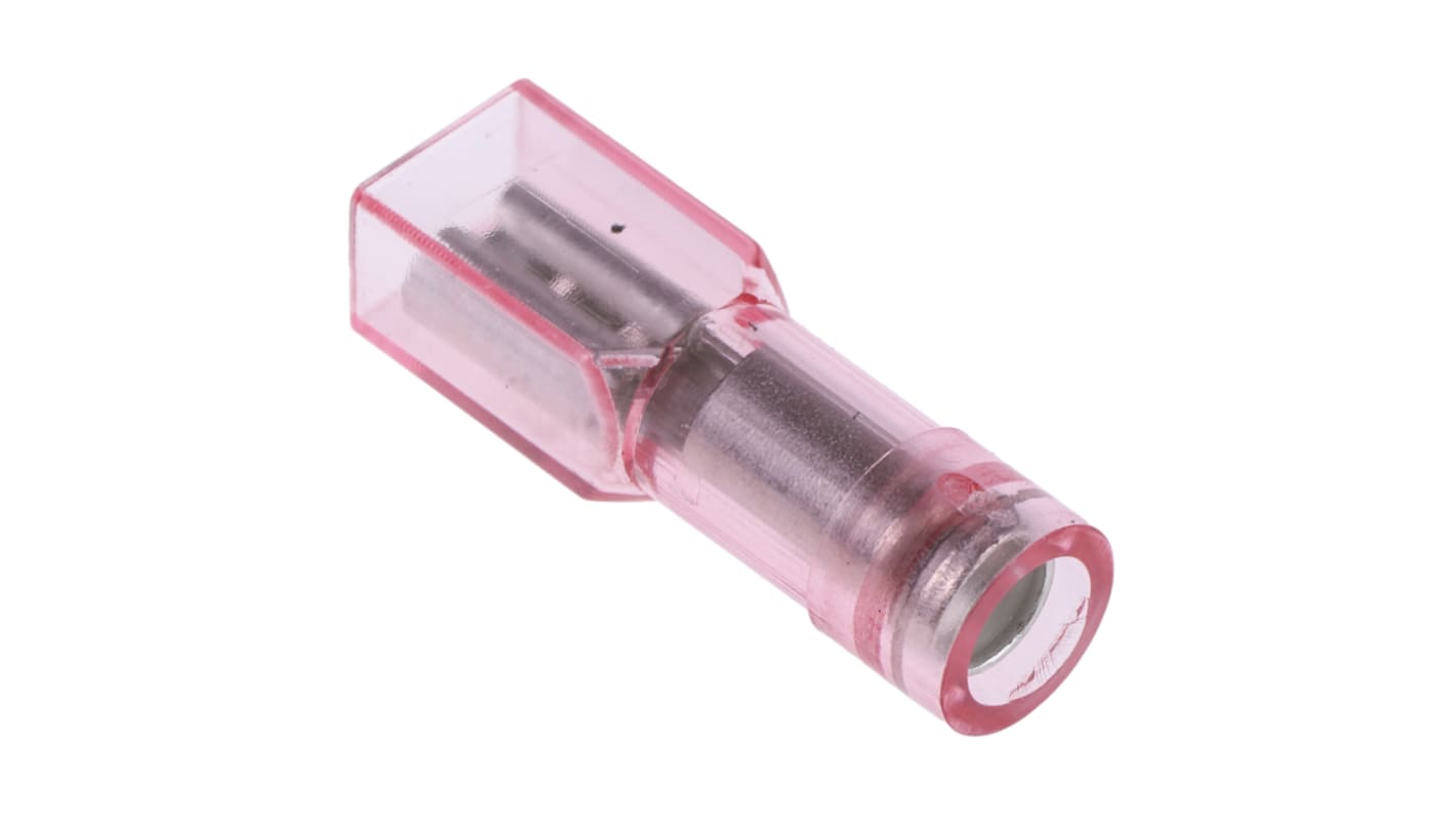 RS PRO Red Insulated Female Spade Connector, Double Crimp, 2.8 x 0.8mm Tab Size, 0.5mm² to 1.5mm²