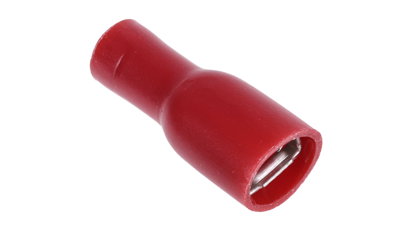 Terminal de lengüeta hembra aislado de color Rojo RS PRO de crimpar, 4.8 x 0.8mm, 0.5mm² → 1.5mm², long. 19mm, de Latón