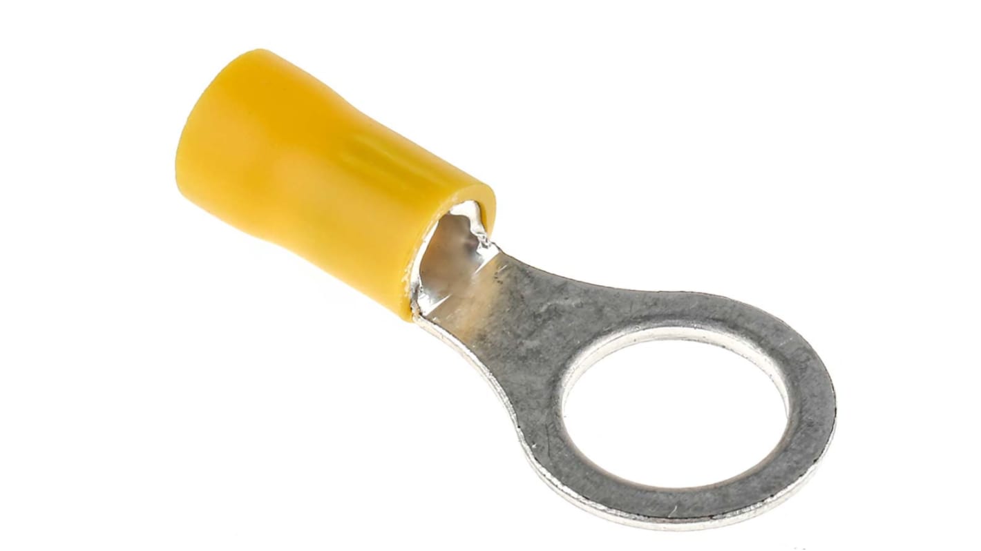 RS PRO Insulated Ring Terminal, M10 Stud Size, 2.5mm² to 6mm² Wire Size, Yellow