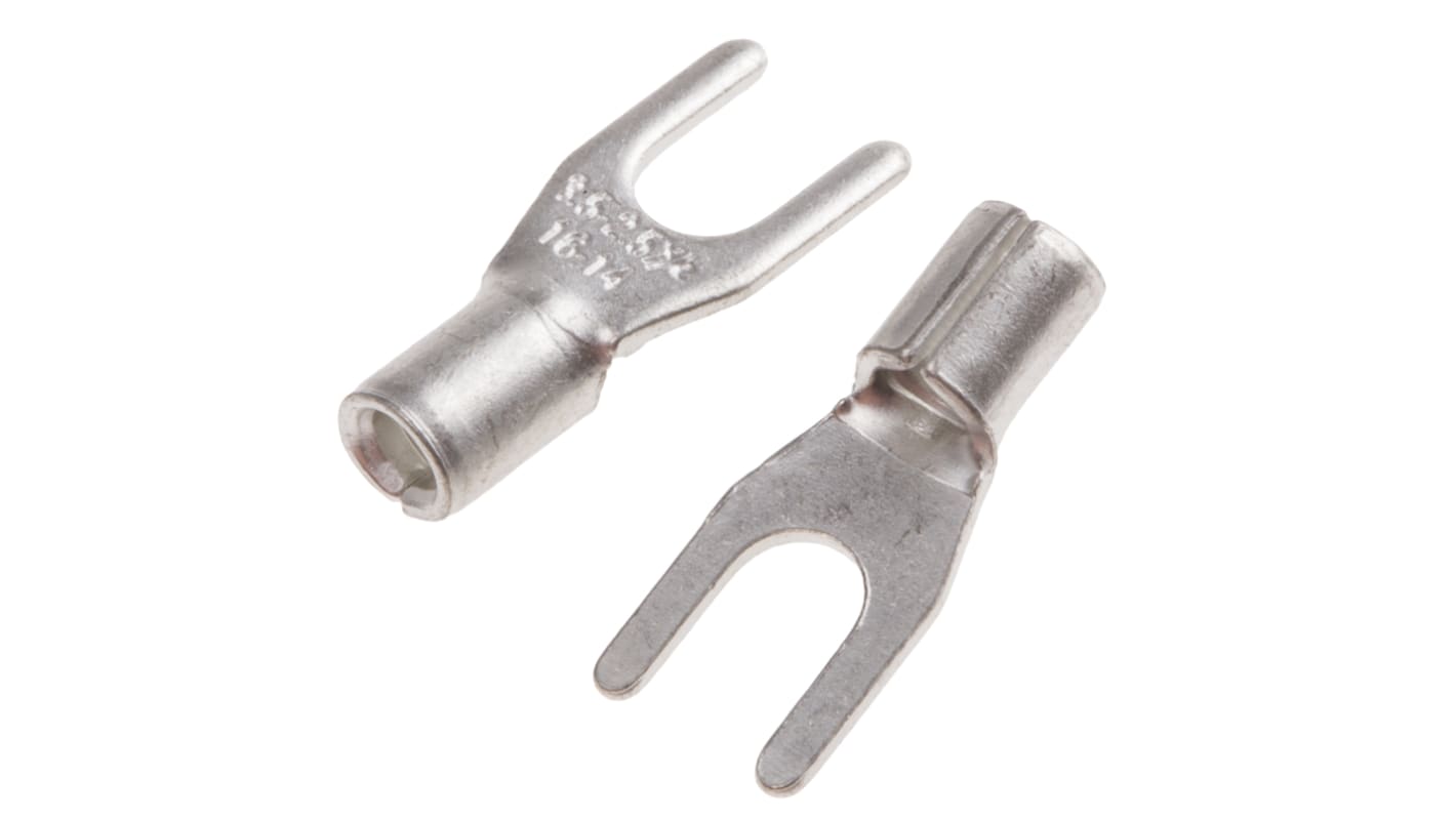 RS PRO Uninsulated Crimp Spade Connector, 1.5mm² to 2.5mm², 16AWG to 14AWG, M3.5 Stud Size