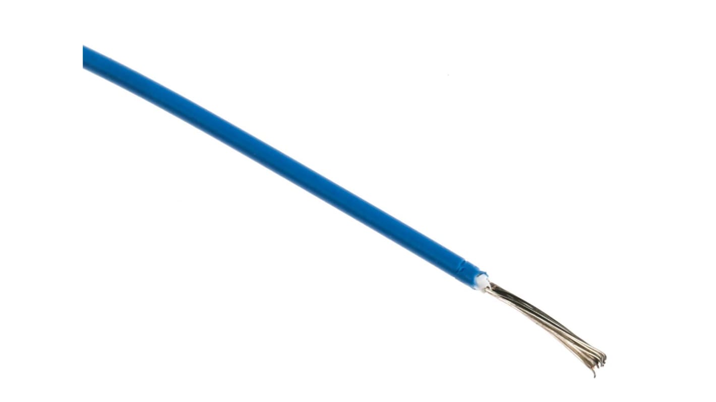 TE Connectivity Einzeladerleitung 0,26 mm², 23 AWG 100m Blau Polyolefin isoliert Ø 1.04mm 19/0,12 mm Litzen
