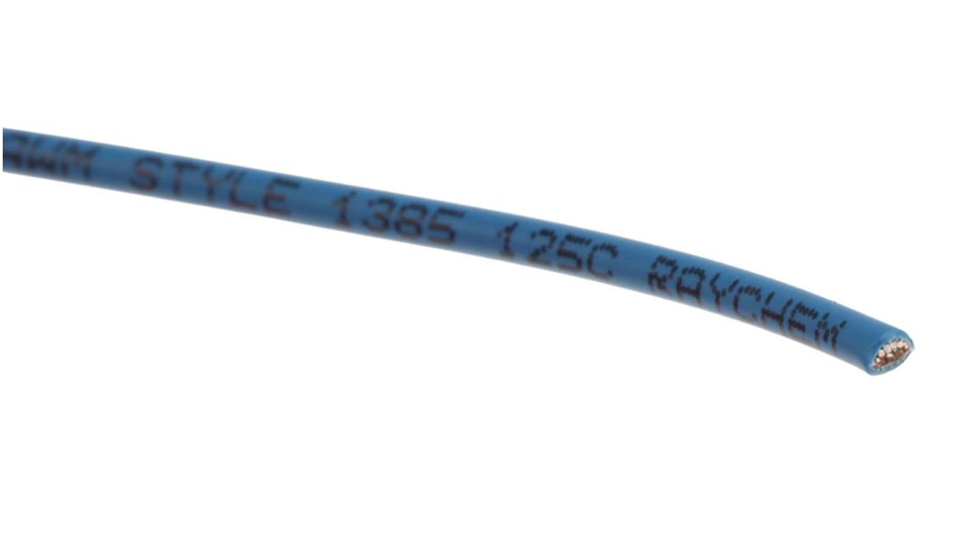 TE Connectivity 1 mm² Blå Polyolefin Monteringsledning, ledertråde: 19/0,25 mm, 600 V, 100m