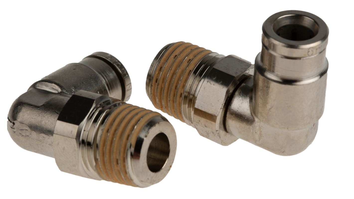 IMI Norgren PNEUFIT Series Elbow Threaded Adaptor, R 1/4 Male to Push In 6 mm, Threaded-to-Tube Connection Style