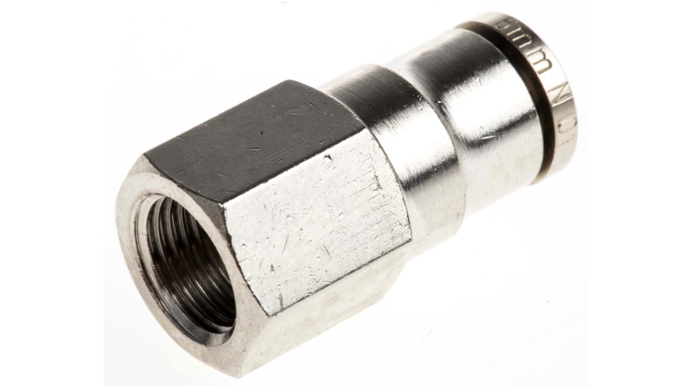 Norgren PNEUFIT Series Straight Threaded Adaptor, G 1/8 Female to Push In 6 mm, Threaded-to-Tube Connection Style