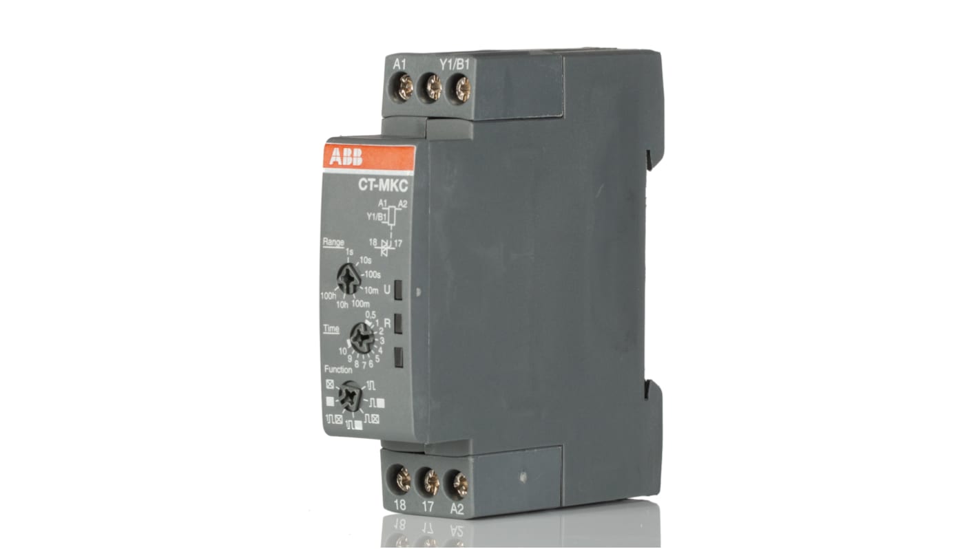 ABB CT-C Series DIN Rail, Snap-On Timer Relay, 24 → 240V ac, 0.1 - 10s