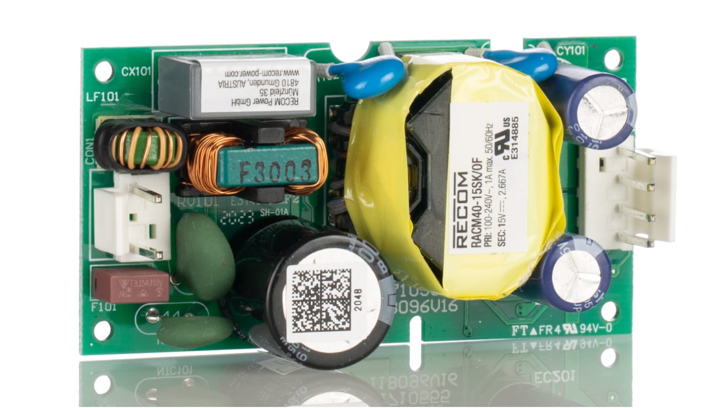 Alimentation à découpage, Recom, RACM40-K/OF 40W, 1 sortie à 15V c.c. 2.667A