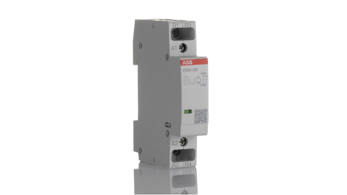 ABB ESB Series Contactor, 24 V Coil, 2-Pole, 20 A, 1.3 kW, 2NC