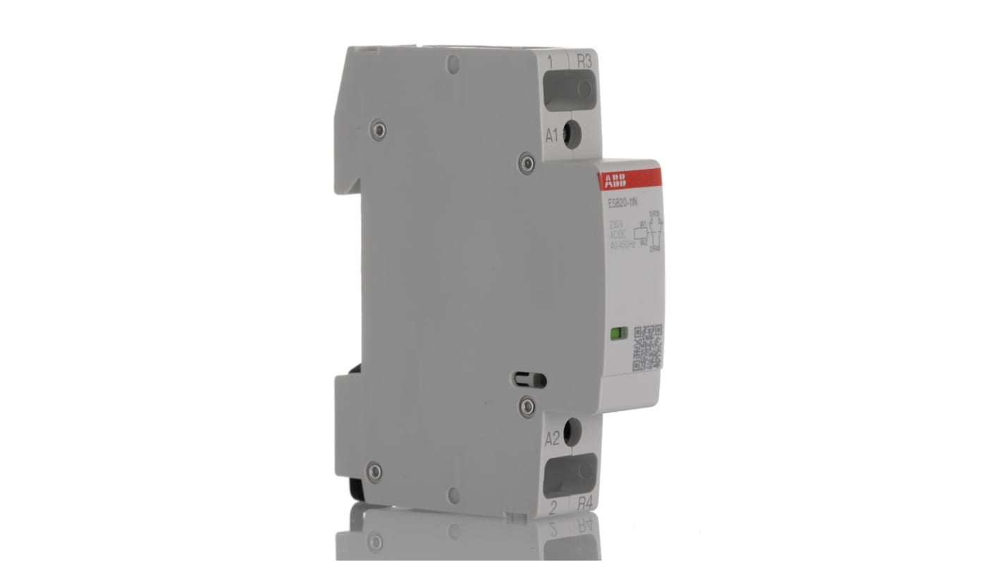 Contattore ABB, serie ESB, 2 poli, 1 NO + 1 NC, 20 A, 4,6 kW, bobina 230 V c.a.