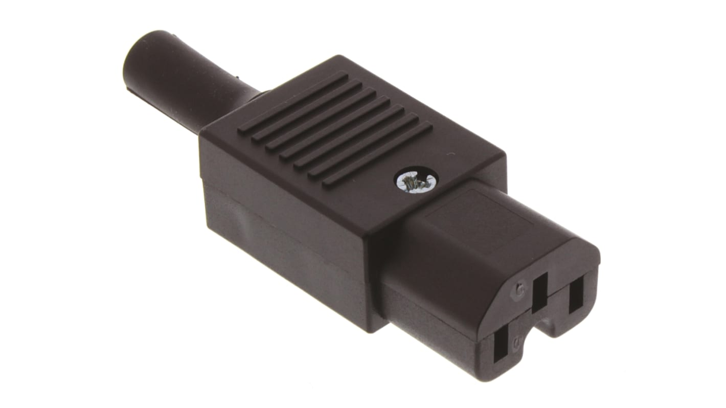 Connecteur IEC Femelle C15 Bulgin, Montage sur câble, 10A, fusibles