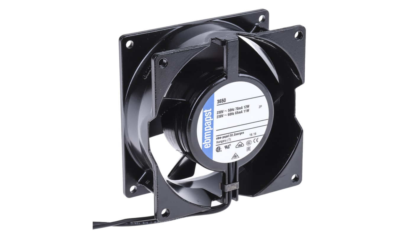 Ventilador Axial ebm-papst 3000 de 92 x 92 x 38mm, 230 V ac, 12W, 2650rpm, caudal 75m³/h, 36dB