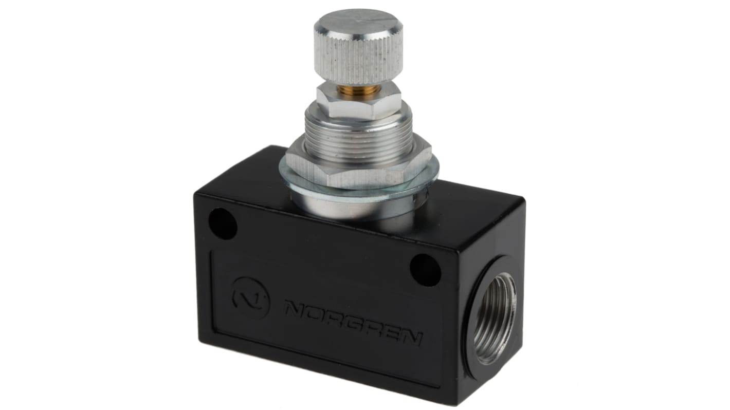 Norgren T1000 Series Threaded Flow Regulator, G 3/8 Female Inlet Port x G 3/8 Female Outlet Port