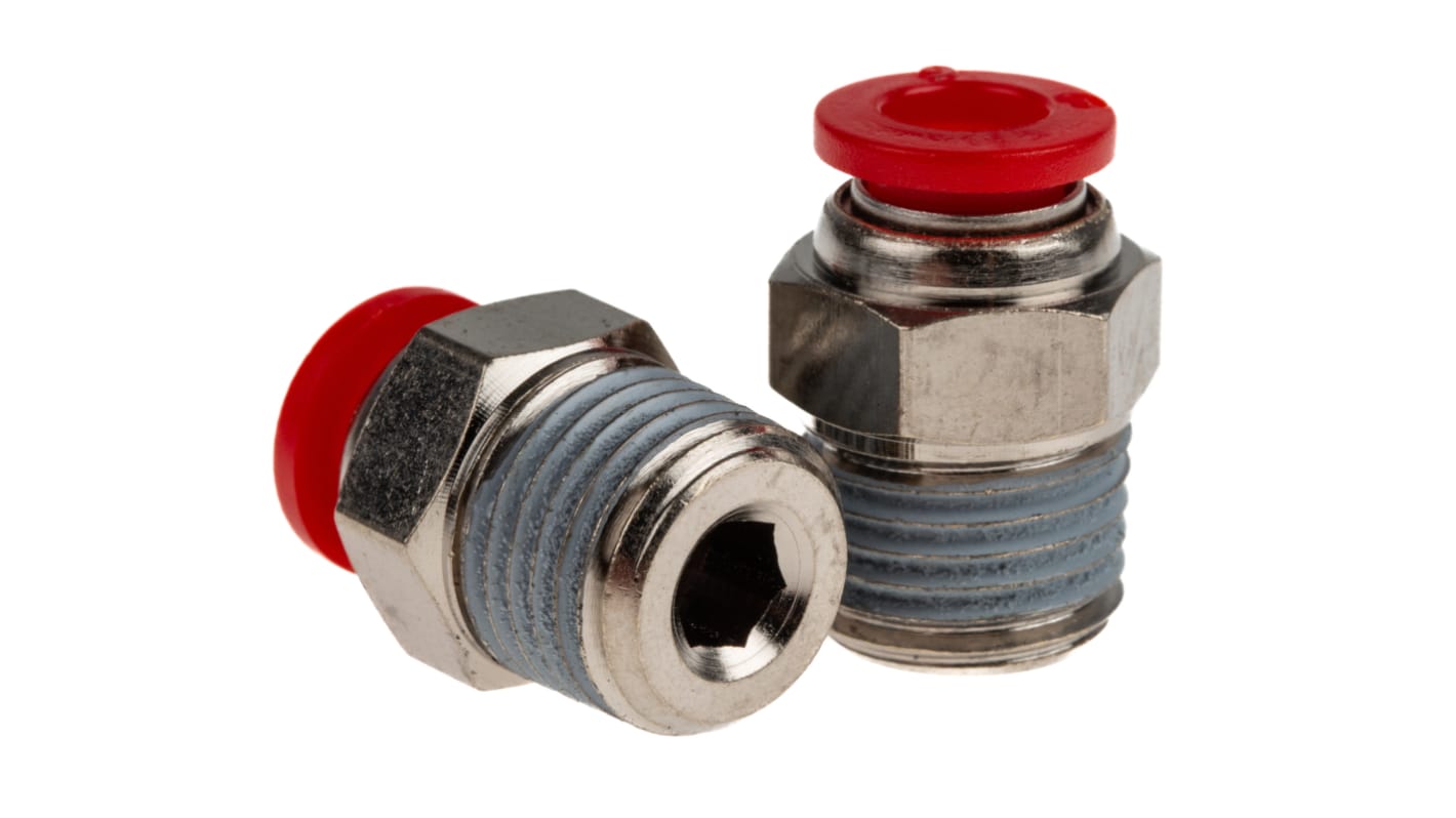 Norgren Straight Threaded Adaptor, Push In 6 mm to R 1/4, Threaded-to-Tube Connection Style