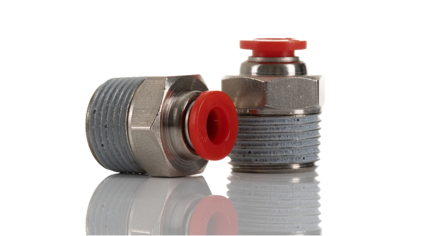 Norgren PNEUFIT Series Threaded-to-Tube, Push In 6 mm to R 3/8, Threaded-to-Tube Connection Style