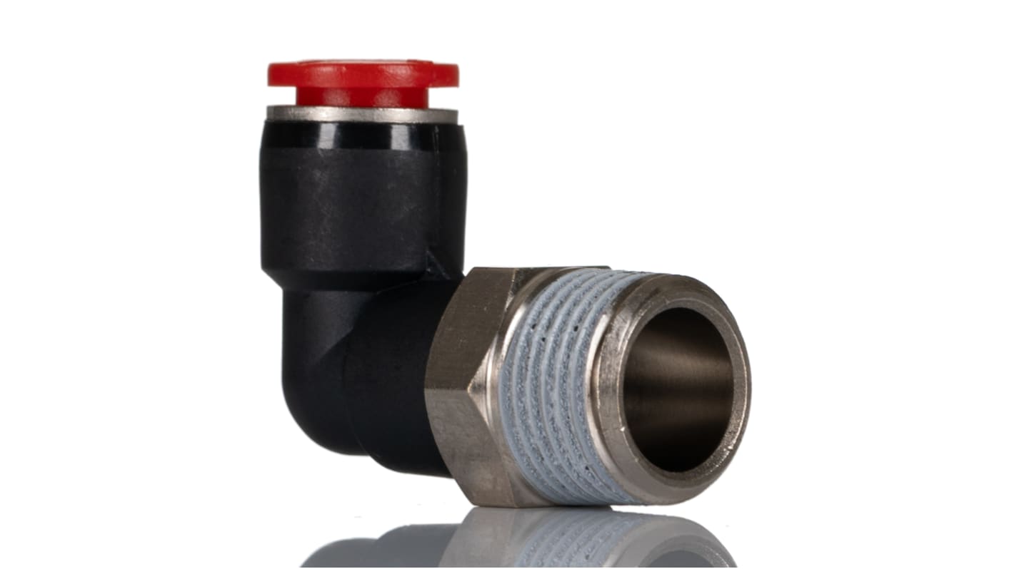 Norgren Pneufit C Series Swivel Elbow, R 3/8 to Push In 8 mm, Threaded-to-Tube Connection Style