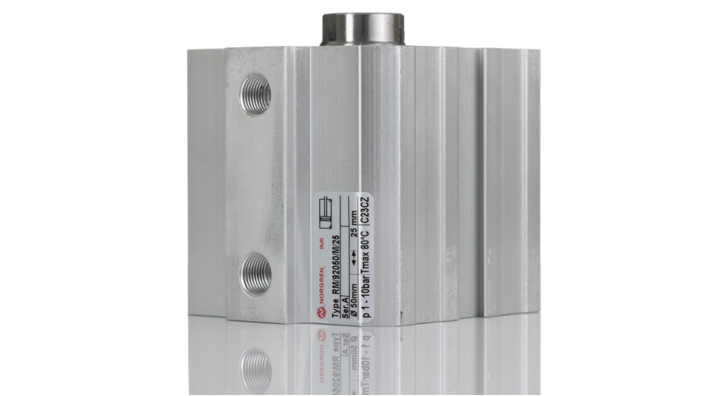 Norgren Pneumatic Compact Cylinder - 50mm Bore, 25mm Stroke, RM/92000/M Series, Double Acting