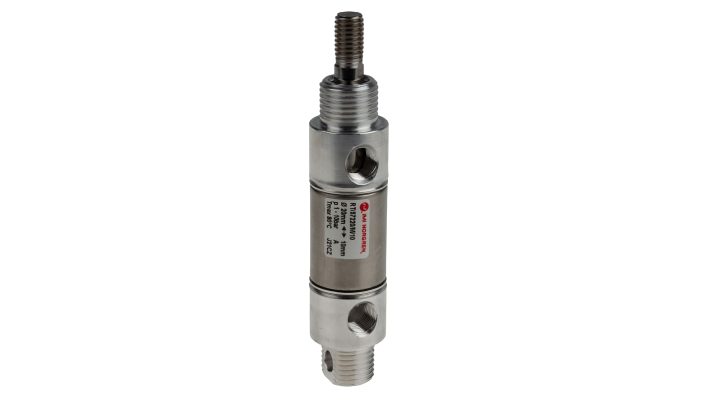 Norgren Pneumatic Roundline Cylinder - 20mm Bore, 10mm Stroke, RT/57200/M Series, Double Acting
