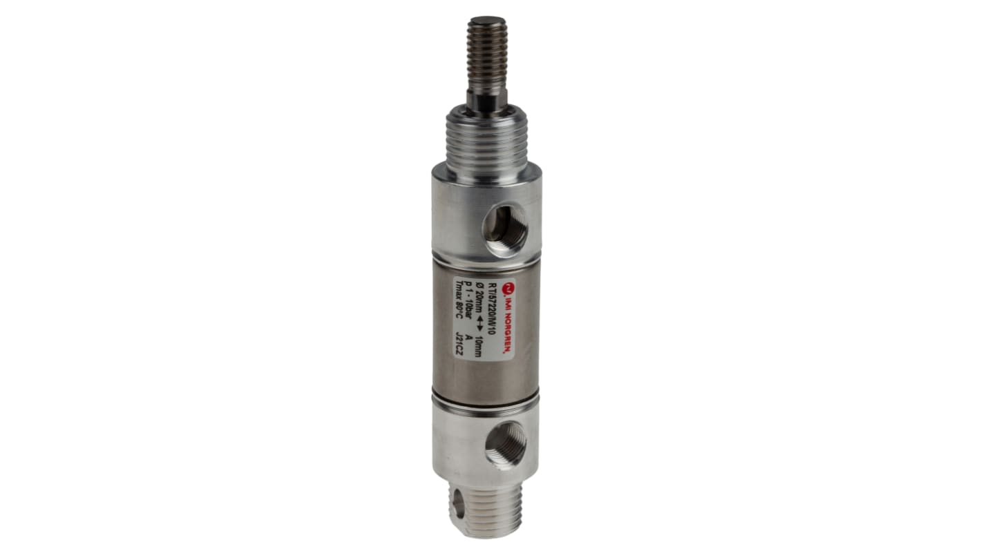 Norgren RT/57200/M, Rc 1/8 Pneumatik-ISO-Zylinder doppeltwirkend, Bohrung Ø 20mm / Hub 10mm, bis 10 bar