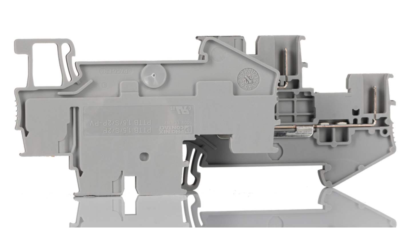 Phoenix Contact PTTB 1.5/S-PV Doppelstock-Reihenklemme – Grau, 0,14–1,5 Mm², 500 V/16 A, 50 Stück – Push-in-Technik Für DIN-Schiene