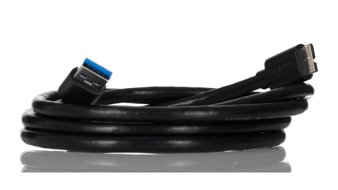 Cable USB 3.0 Molex 68789, con A. USB A Macho, con B. Micro USB B Macho, long. 1.5m, color Negro