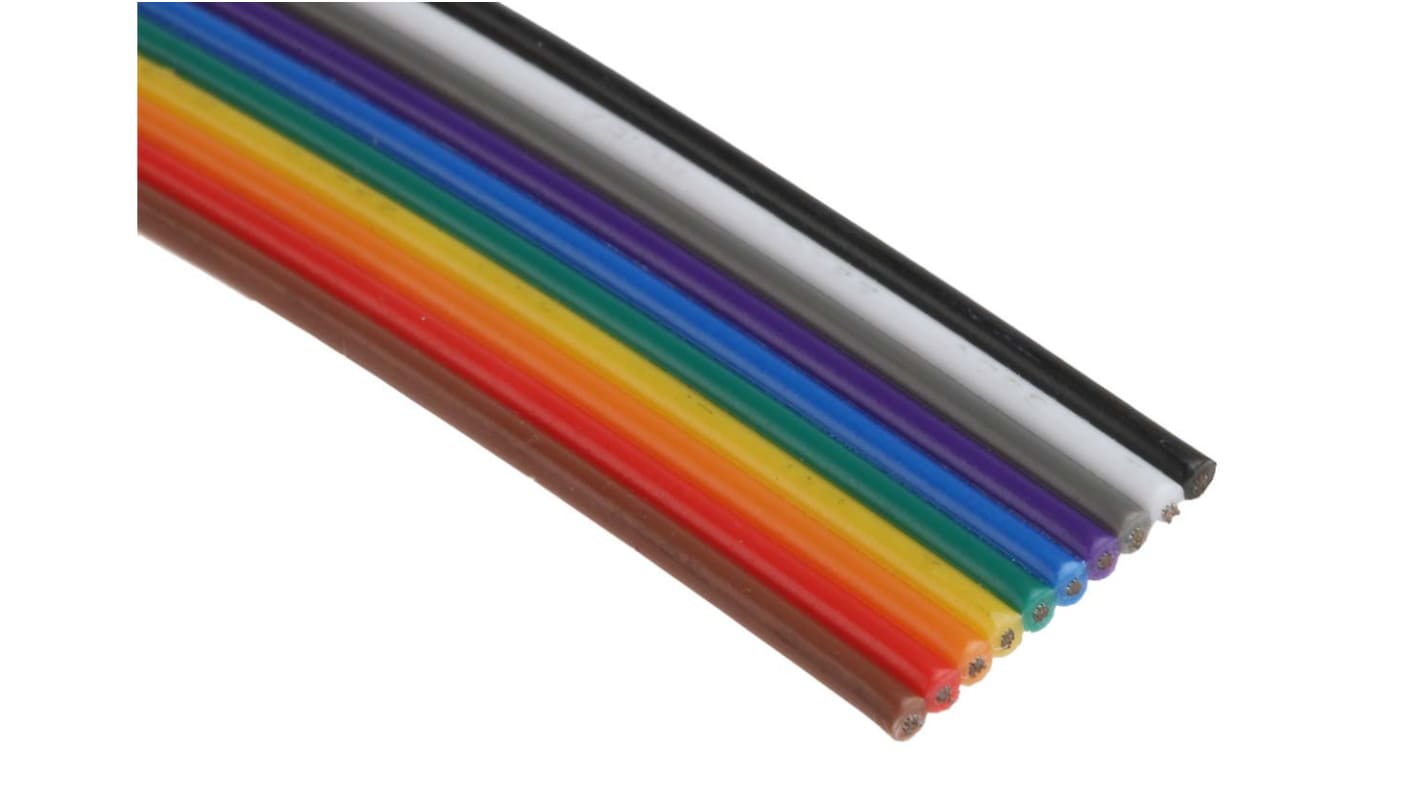 RS PRO Flat Ribbon Cable, 10Way, 1.27mm Pitch, 25m Length RS
