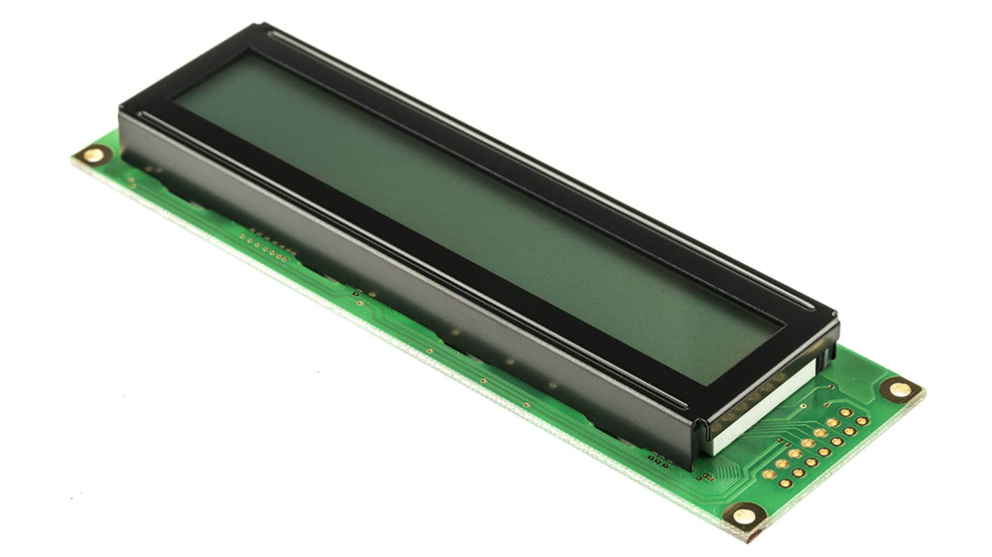 Display monocromo LCD alfanumérico Powertip de 2 filas x 24 caract., transflectivo, área 94 x 16mm