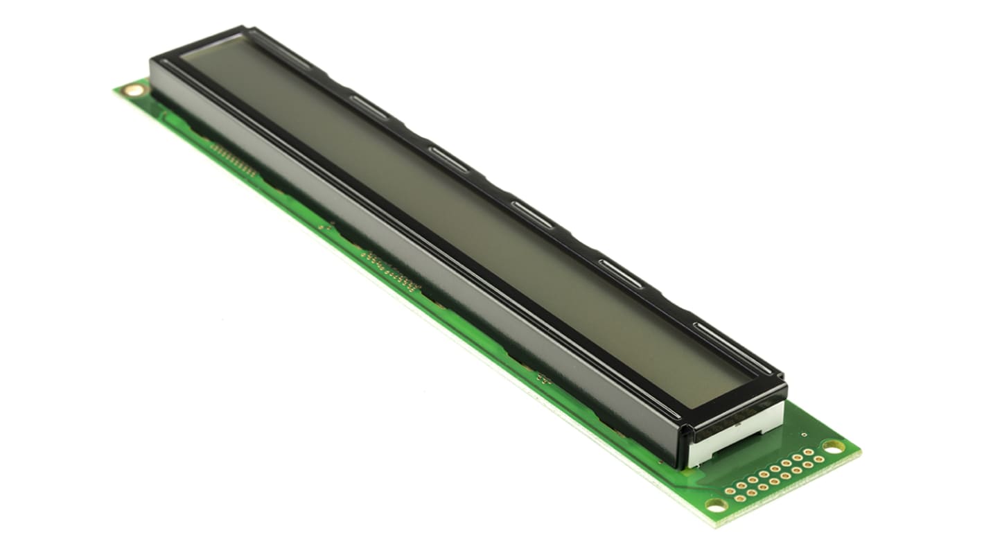 Display monocromo LCD alfanumérico Powertip de 2 filas x 40 caract., transflectivo, área 154 x 15mm