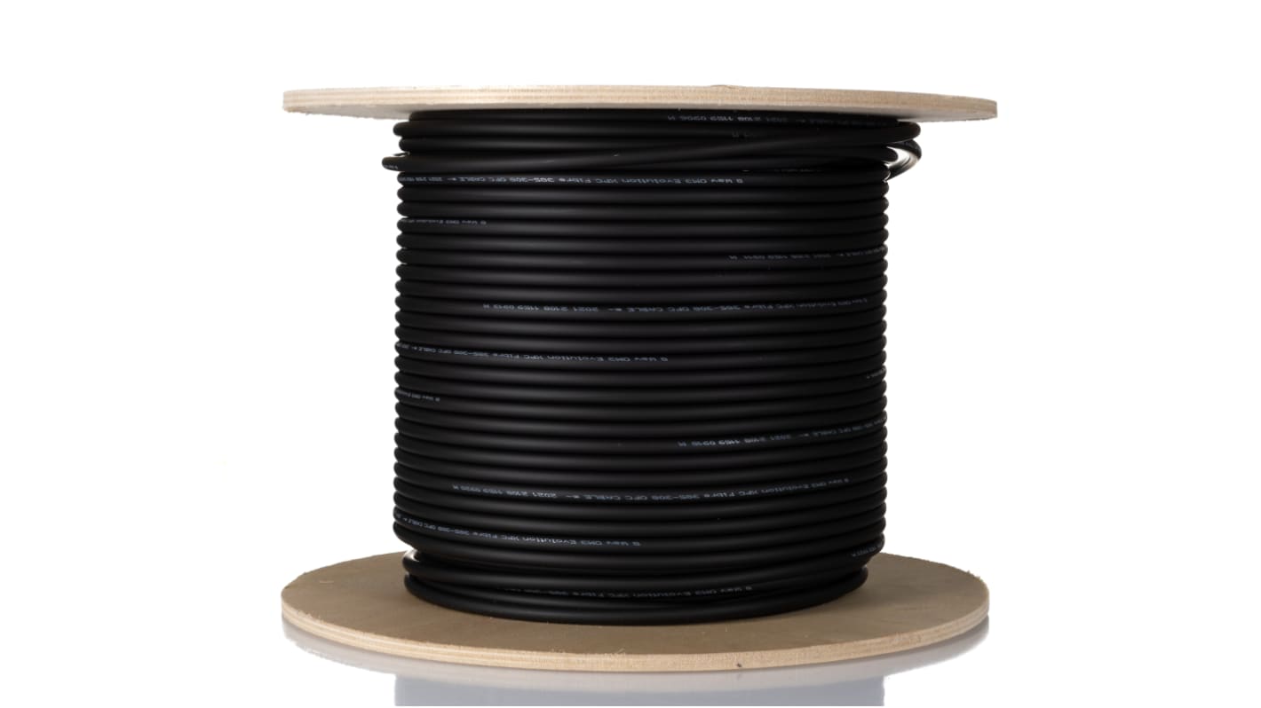 Cable de fibra óptica RS PRO OM3 de 4 núcleos, long. 200m, funda de , funda libre de halógenos y bajo nivel de humo
