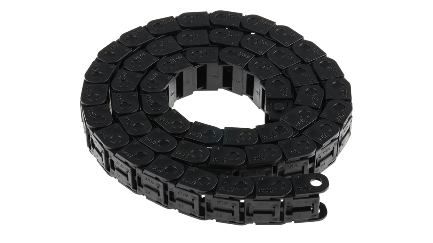 Igus 7, e-chain Black Cable Chain - Flexible Slot, W22.5 mm x D15mm, L1m, 38 mm Min. Bend Radius, Igumid G