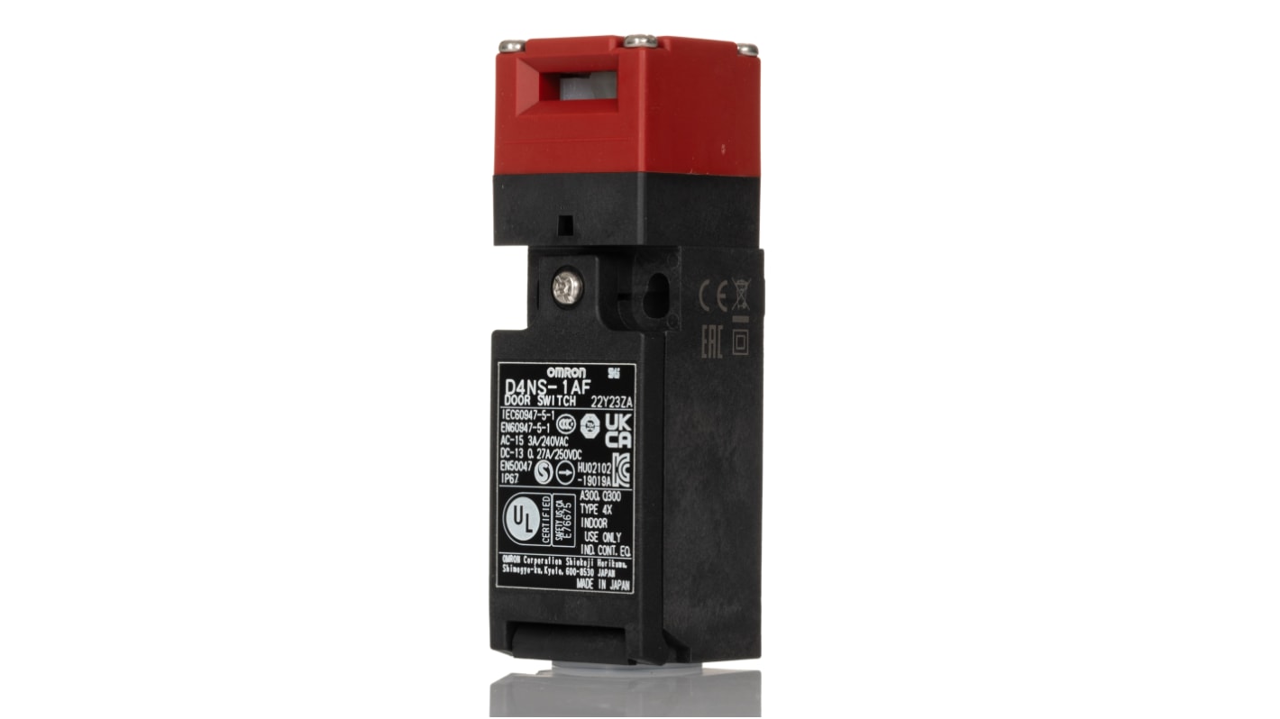 Interruptor de bloqueo de seguridad Omron D4NS-1AF, Roscado, 1 NC / 1 NA, 240V, Plástico, Llave, D4NS