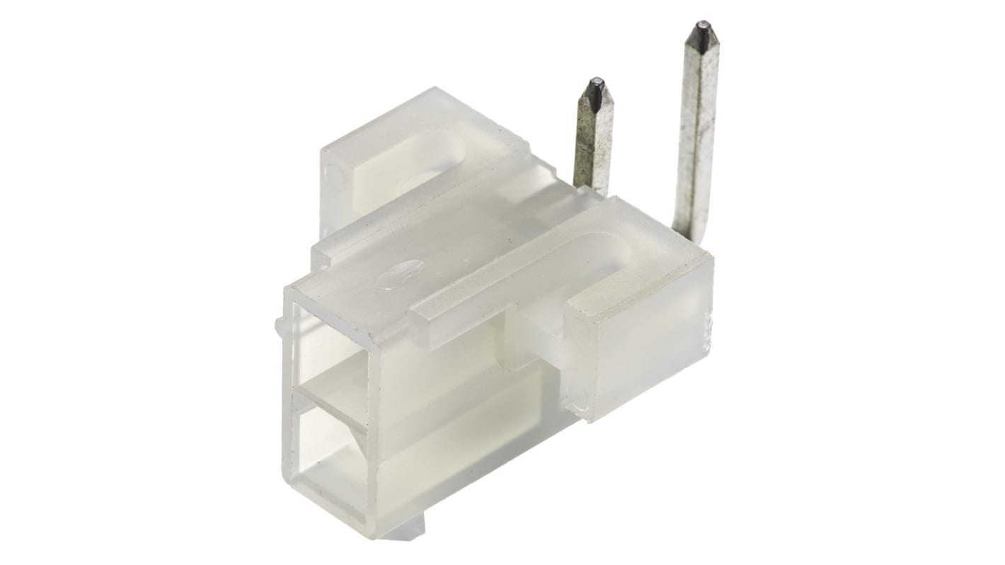 Molex Mini-Fit Jr. Series Right Angle Through Hole PCB Header, 2 Contact(s), 4.2mm Pitch, 2 Row(s), Shrouded
