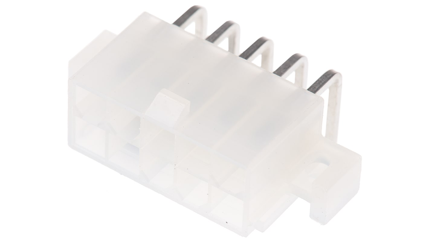 Molex Mini-Fit Jr. Series Right Angle Through Hole PCB Header, 10 Contact(s), 4.2mm Pitch, 2 Row(s), Shrouded