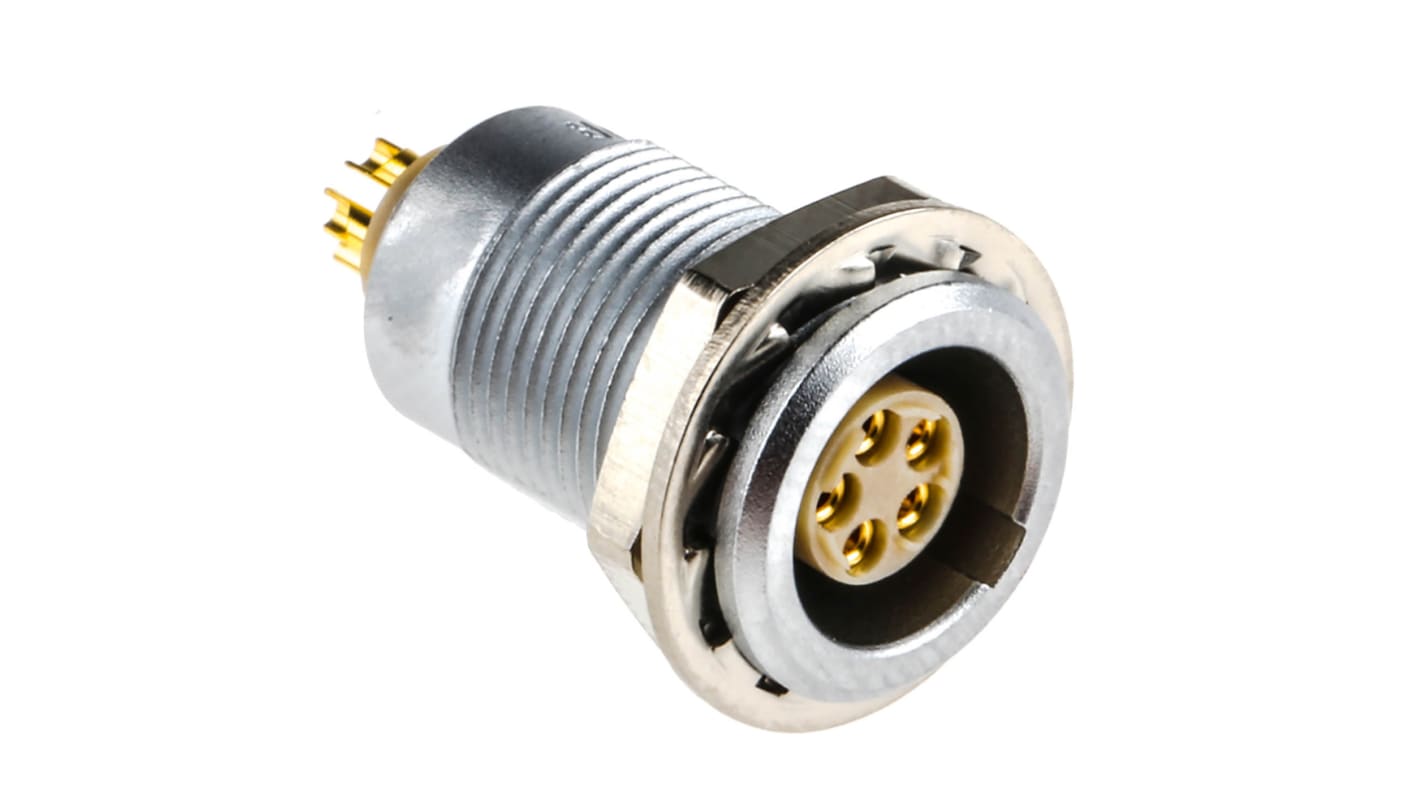 Lemo Circular Connector, 5 Contacts, Panel Mount, Socket, Female, IP50, 0B Series