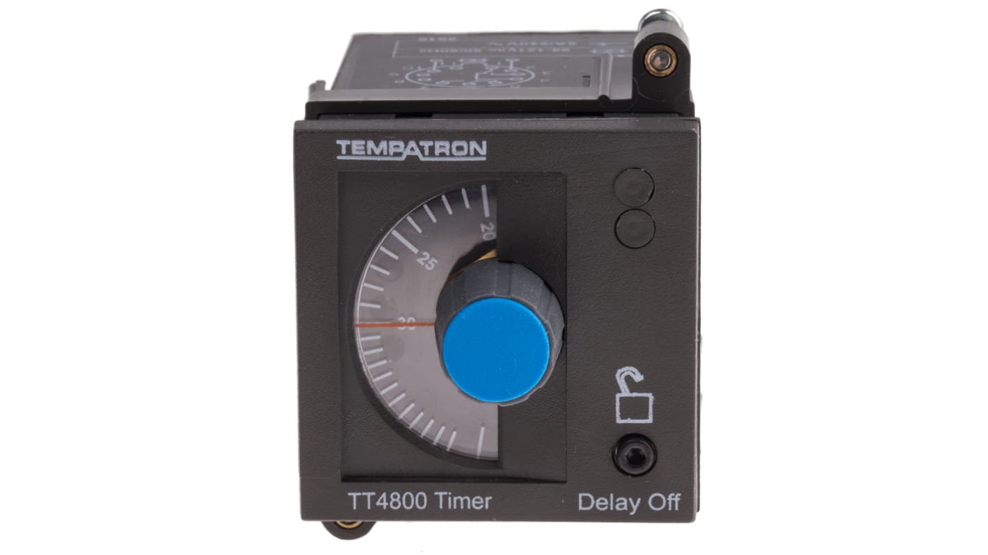 Tempatron DIN Rail, Panel Mount Timer Relay, 110V ac, 2-Contact, 3 s → 30min, 1-Function, DPDT